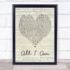 Jess Glynne All I Am Script Heart Song Lyric Quote Print