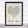 Jess Glynne I'll Be There Script Heart Song Lyric Quote Print