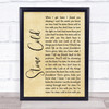 Jimmy Barnes Stone Cold Rustic Script Song Lyric Quote Print