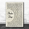 John Mayer Shadow Days Song Lyric Vintage Script Quote Print