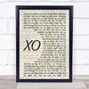 John Mayer XO Song Lyric Vintage Script Quote Print