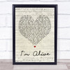 Kasey Chambers I'm Alive Script Heart Song Lyric Quote Print