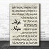 Kodaline High Hopes Song Lyric Vintage Script Quote Print