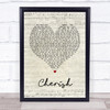 Kool & The Gang Cherish Script Heart Song Lyric Quote Print