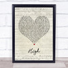 Lighthouse Family High Script Heart Song Lyric Quote Print