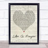 Madonna Like A Prayer Script Heart Song Lyric Quote Print