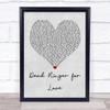 Meat Loaf Dead Ringer for Love Grey Heart Quote Song Lyric Print