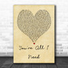 Method Man You're All I Need Vintage Heart Quote Song Lyric Print