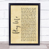 Neil Diamond Play Me Rustic Script Song Lyric Quote Print