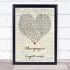 Oasis Champagne Supernova Script Heart Song Lyric Quote Print