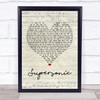 Oasis Supersonic Script Heart Song Lyric Quote Print