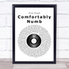 Pink Floyd Comfortably Numb Vinyl Record Song Lyric Quote Print