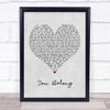 Rachel Platten You Belong Grey Heart Quote Song Lyric Print