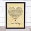 Rachel Platten You Belong Vintage Heart Quote Song Lyric Print