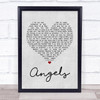 Robbie Williams Angels Grey Heart Quote Song Lyric Print
