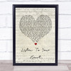 Roxette Listen To Your Heart Script Heart Song Lyric Quote Print