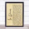 Roy Orbison In Dreams Rustic Script Song Lyric Quote Print