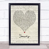 Russell Dickerson Yours Script Heart Quote Song Lyric Print