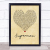 Scouting For Girls Superman Vintage Heart Quote Song Lyric Print