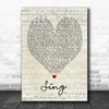 Sing Ed Sheeran Script Heart Quote Song Lyric Print