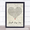 Snow Patrol Just Say Yes Script Heart Song Lyric Quote Print
