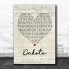 Stereophonics Dakota Script Heart Song Lyric Quote Print