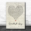 Take That Greatest Day Script Heart Song Lyric Quote Print