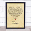 Ten Sharp You Vintage Heart Quote Song Lyric Print