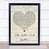 The Drifters Like Sister And Brother Script Heart Song Lyric Quote Print