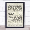 The Prodigy Out Of Space Song Lyric Vintage Script Quote Print