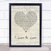 Tina Charles I Love to Love Script Heart Song Lyric Quote Print