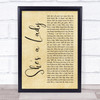 Tom Jones She's A Lady Rustic Script Song Lyric Quote Print