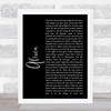 Toto Africa Black Script Song Lyric Quote Print