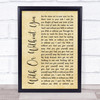 U2 With Or Without You Rustic Script Song Lyric Quote Print