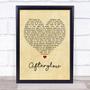 Wilkinson Afterglow Vintage Heart Quote Song Lyric Print