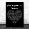 Billy Joel She's Always A Woman Black Heart Song Lyric Poster Print