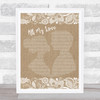 Led Zeppelin All My Love Burlap & Lace Song Lyric Poster Print