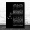 Gnarls Barkley Crazy Black Script Song Lyric Poster Print