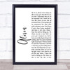 Elvis Costello Alison White Script Song Lyric Poster Print