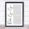 Queen Radio Ga Ga White Script Song Lyric Poster Print