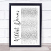 Taylor Swift Wildest Dreams White Script Song Lyric Poster Print