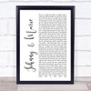 Up & Running Johnny & Marie White Script Song Lyric Poster Print