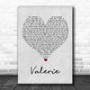 Amy Winehouse Valerie Grey Heart Song Lyric Poster Print