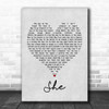 Elvis Costello She Grey Heart Song Lyric Poster Print