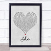 Elvis Costello She Grey Heart Song Lyric Poster Print