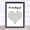 Christina Aguilera Beautiful White Heart Song Lyric Poster Print