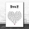 Elvis Presley Don't White Heart Song Lyric Poster Print