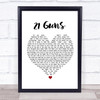 Green Day 21 Guns White Heart Song Lyric Poster Print