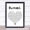 The Cranberries Dreams White Heart Song Lyric Poster Print
