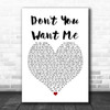 The Human League Don't You Want Me White Heart Song Lyric Poster Print